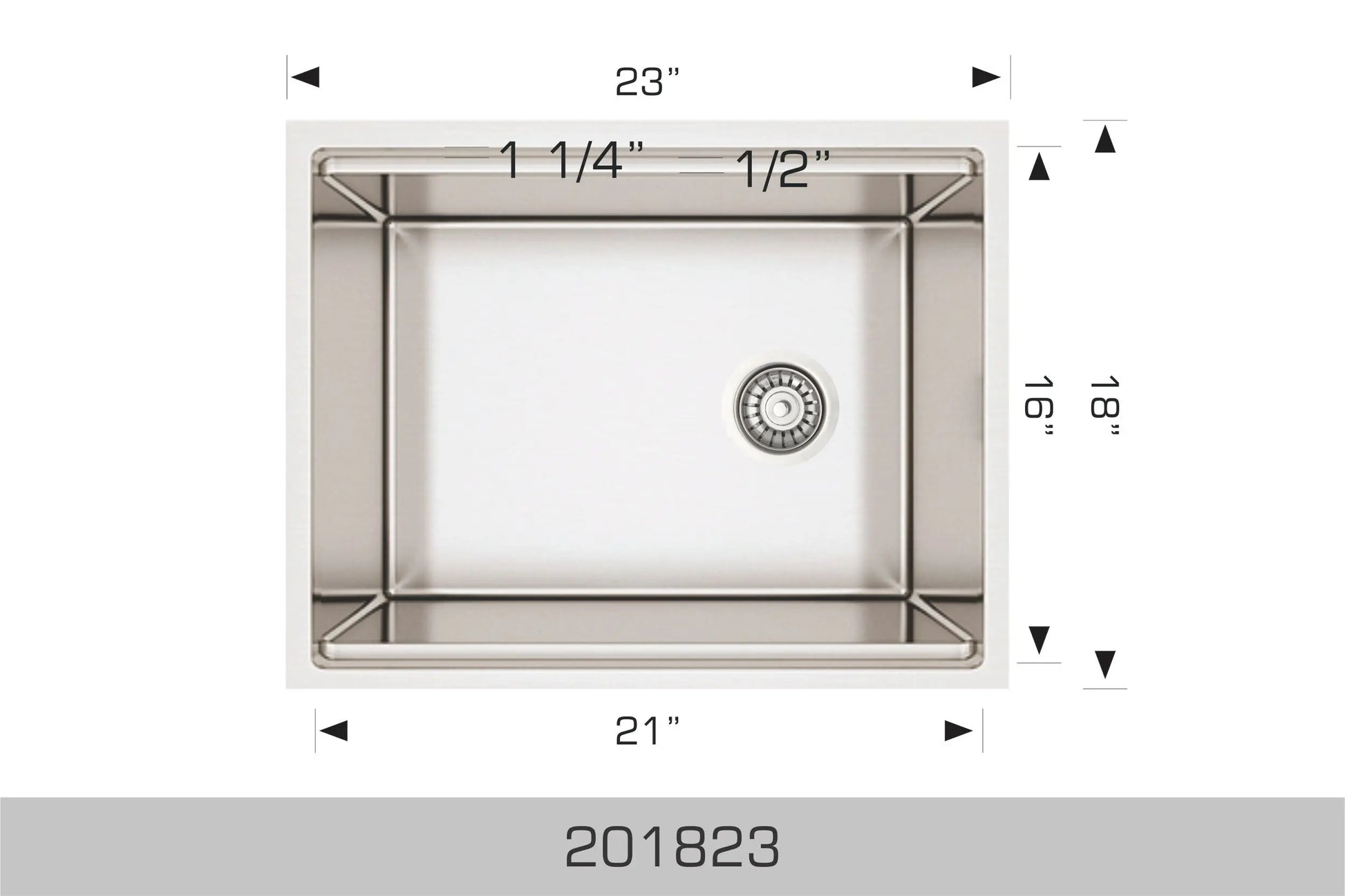 Bosco Titanium Plus Series 23" x 18" Radius Corner Kitchen Sink 201823 - Plumbing Market