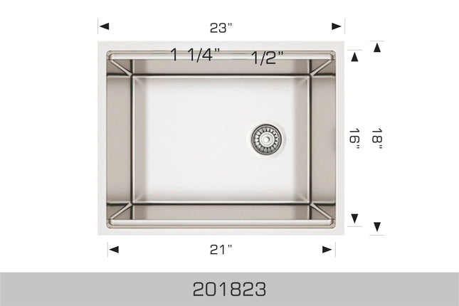 Bosco Titanium Plus Series 23" x 18" Radius Corner Kitchen Sink 201823 - Plumbing Market