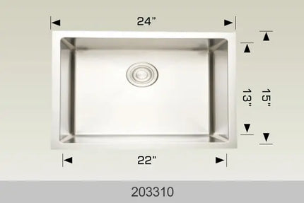 Bosco Titanium Plus Series 24" x 15" Single Bowl Kitchen Sink Radius Corner 203310 Plus - Plumbing Market