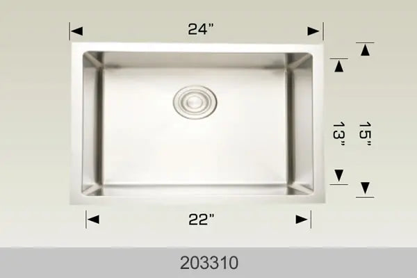 Bosco Titanium Plus Series 24" x 15" Single Bowl Kitchen Sink Radius Corner 203310 Plus - Plumbing Market