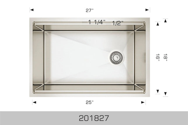Bosco Titanium Plus Series 27" x 18" Kitchen Sink Radius Corner 201827 - Plumbing Market