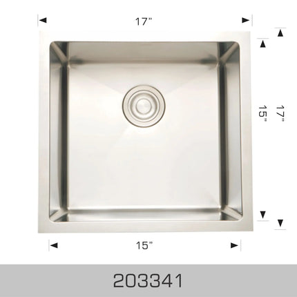 Bosco Titanium Series 17" x 17" Kitchen Sink Radius Corner 203341 - Plumbing Market