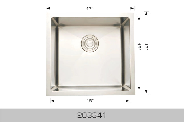 Bosco Titanium Series 17" x 17" Kitchen Sink Radius Corner 203341 - Plumbing Market