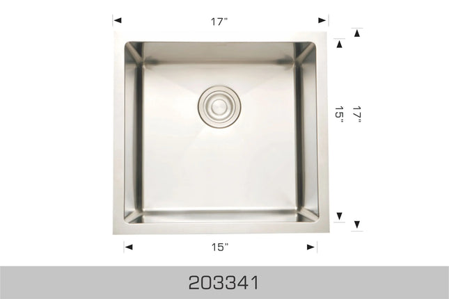 Bosco Titanium Series 17" x 17" Kitchen Sink Radius Corner 203341 - Plumbing Market