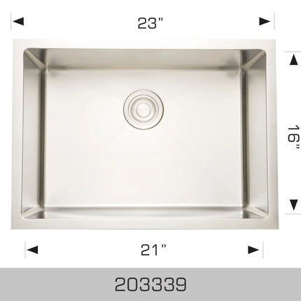 Bosco Titanium Series 23" x 18" Single Bowl Kitchen Sink Radius Corner 203339 - Plumbing Market
