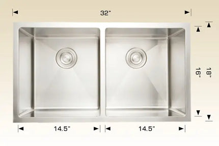 Bosco Titanium Series 32" x 18" Kitchen Sink Radius Corner 203335 - Plumbing Market