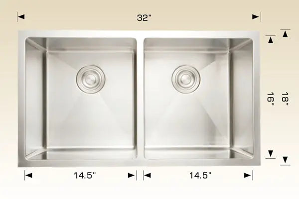 Bosco Titanium Series 32" x 18" Kitchen Sink Radius Corner 203335 - Plumbing Market