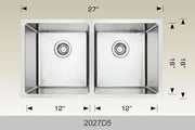 Bosco Universal Design Series 27" x 18" Radius Corner Double Bowl Kitchen Sink 2027D5 - Plumbing Market