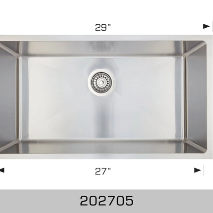 Bosco Universal Design Series 29" x 18" Single Bowl Kitchen Sink Radius Corner 202705 - Plumbing Market