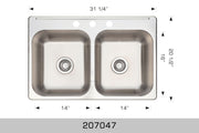 Bosco 207047-1 31 1/4" x 20 1/2" Standard Series Kitchen Sink