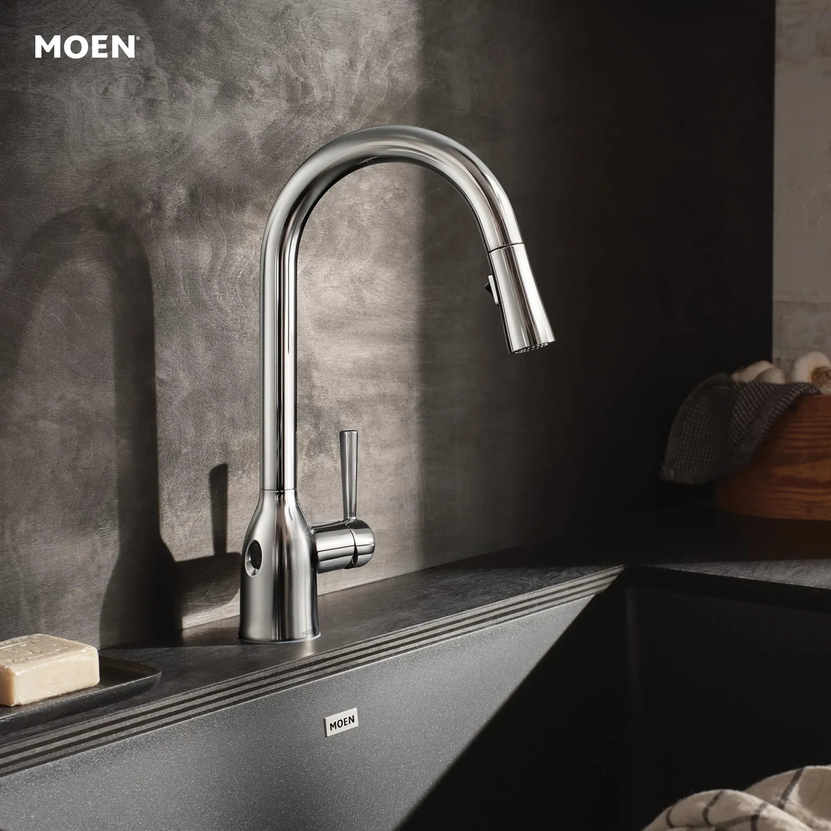 Moen Adler MotionSense Wave Single-Sensor Single-Handle High-Arc Pulldown Kitchen Faucet 87233EW in Chrome (87233EWC) - view 3