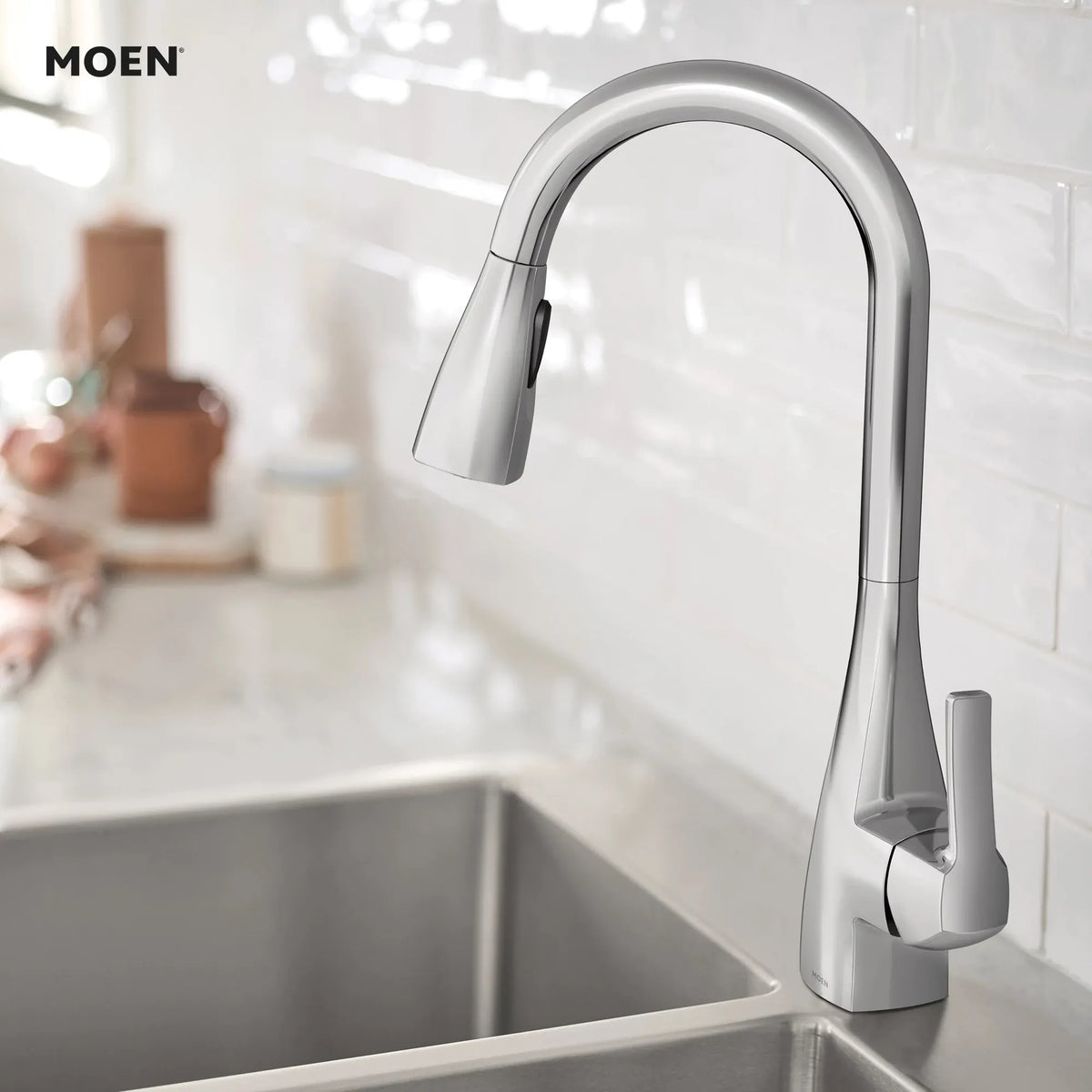 Moen Kiran Single-Handle High-Arc Pulldown Kitchen Faucet 87599 in Chrome (87599) - view 2