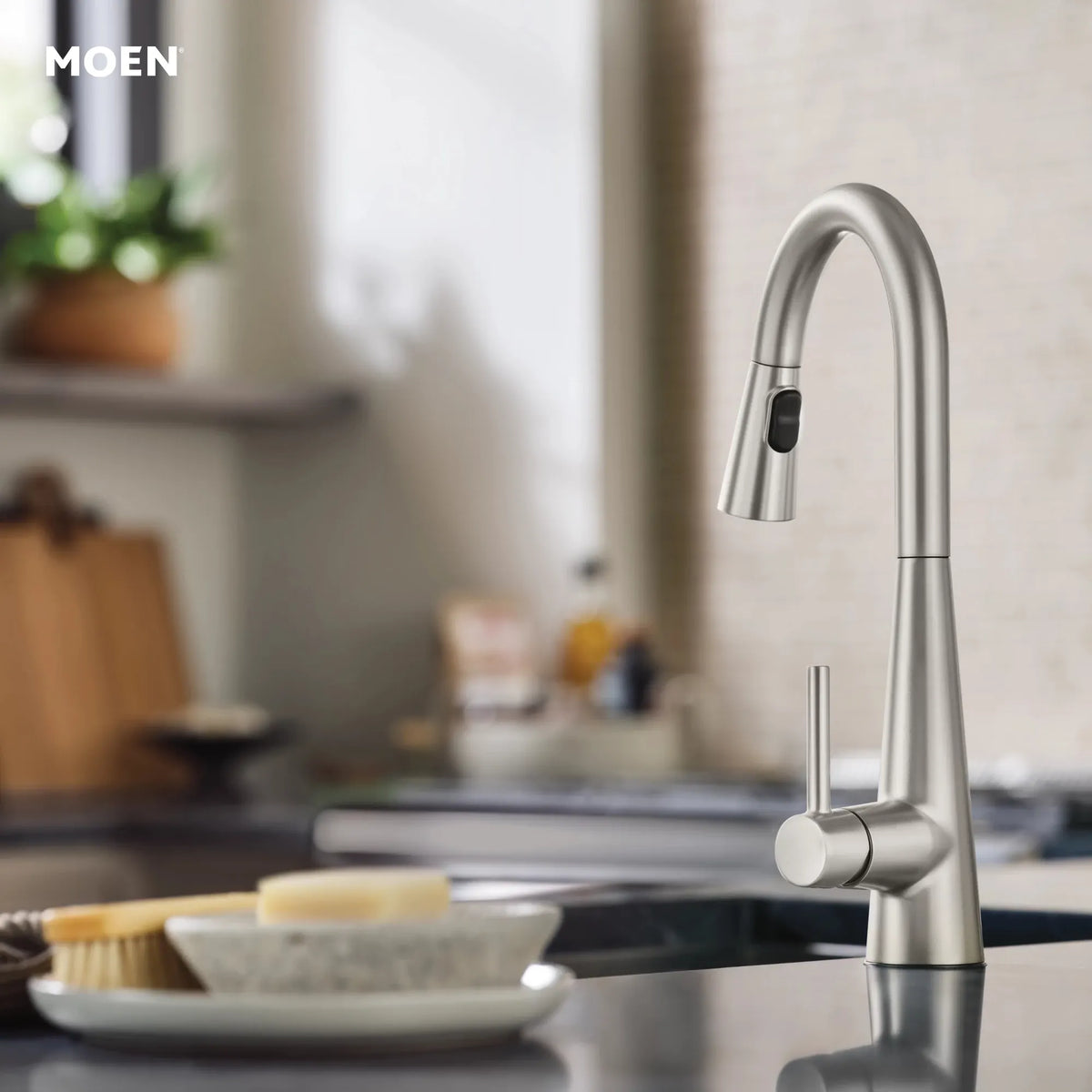 Moen Sleek MotionSense Wave Single-Handle High-Arc Single-Sensor Pulldown Kitchen Faucet 7864EW in Spot Resist Stainless (7864EWSRS) - view 4