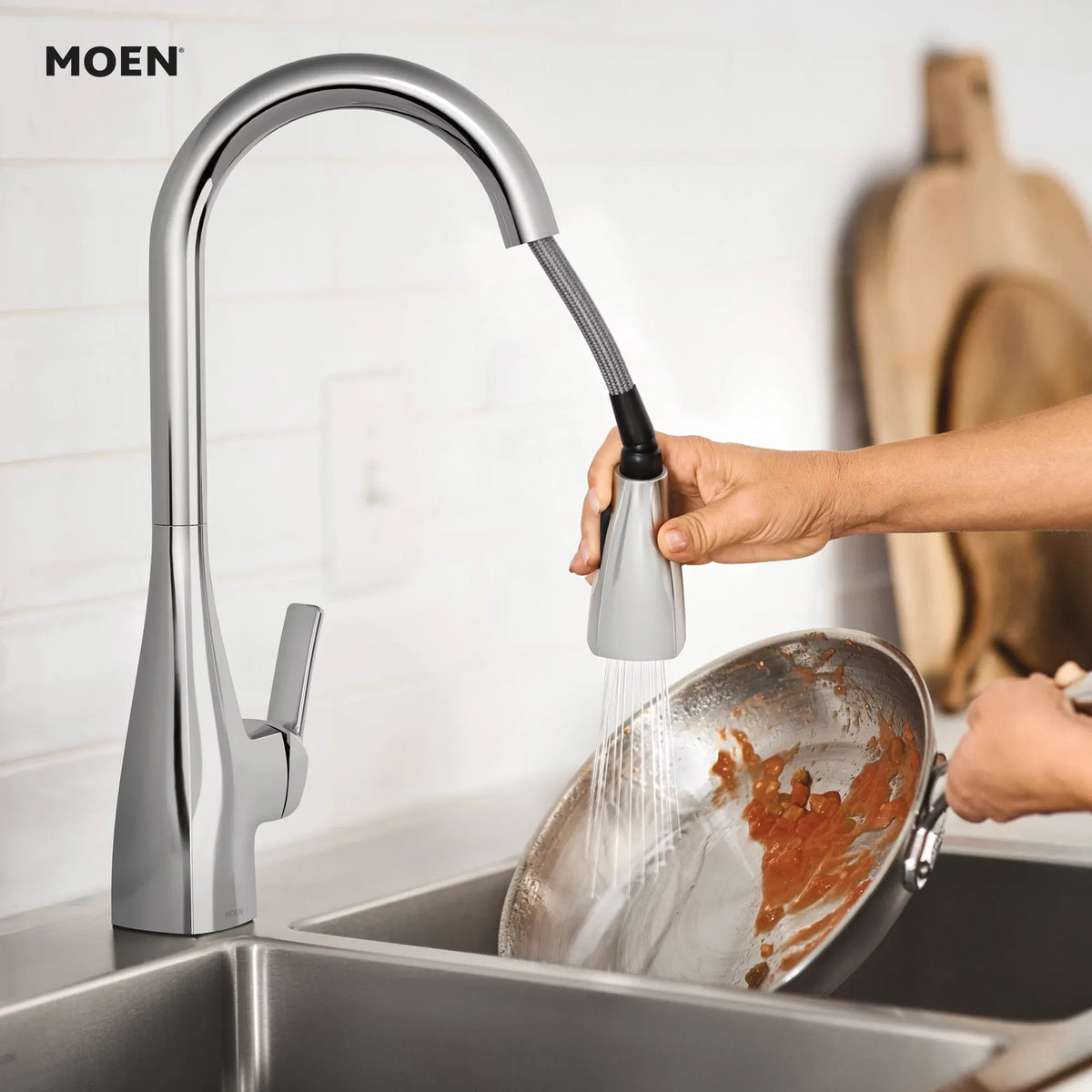 Moen Kiran Single-Handle High-Arc Pulldown Kitchen Faucet 87599 in Chrome (87599) - view 3