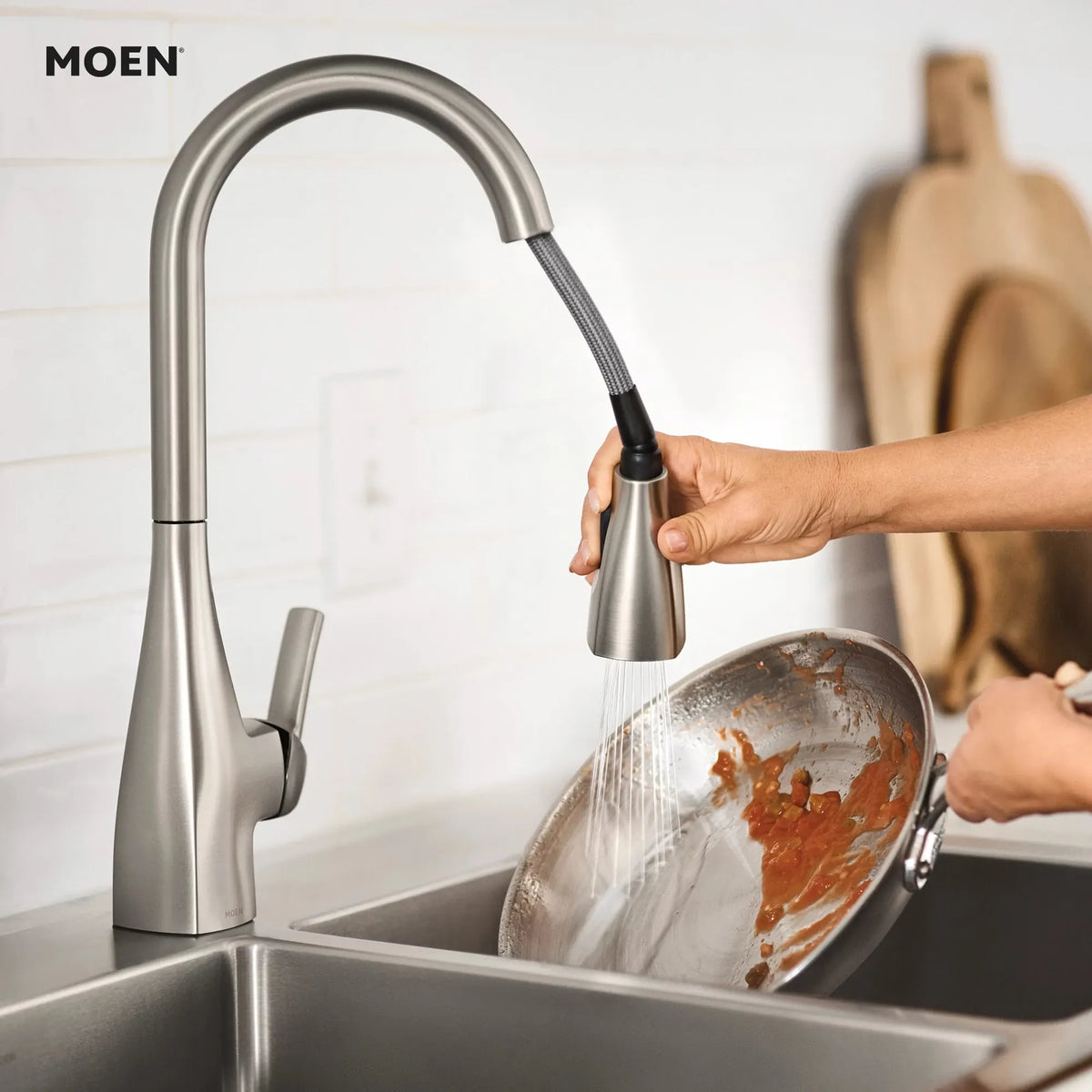 Moen Kiran Single-Handle High-Arc Pulldown Kitchen Faucet 87599 in Spot Resist Stainless (87599SRS) - view 3