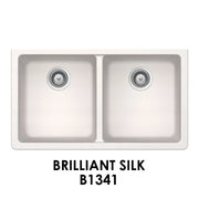 Bristol Sink 32" The Adour Granite Double Undermount Equal Bowl Kitchen Sink Brilliant Silk White B1341
