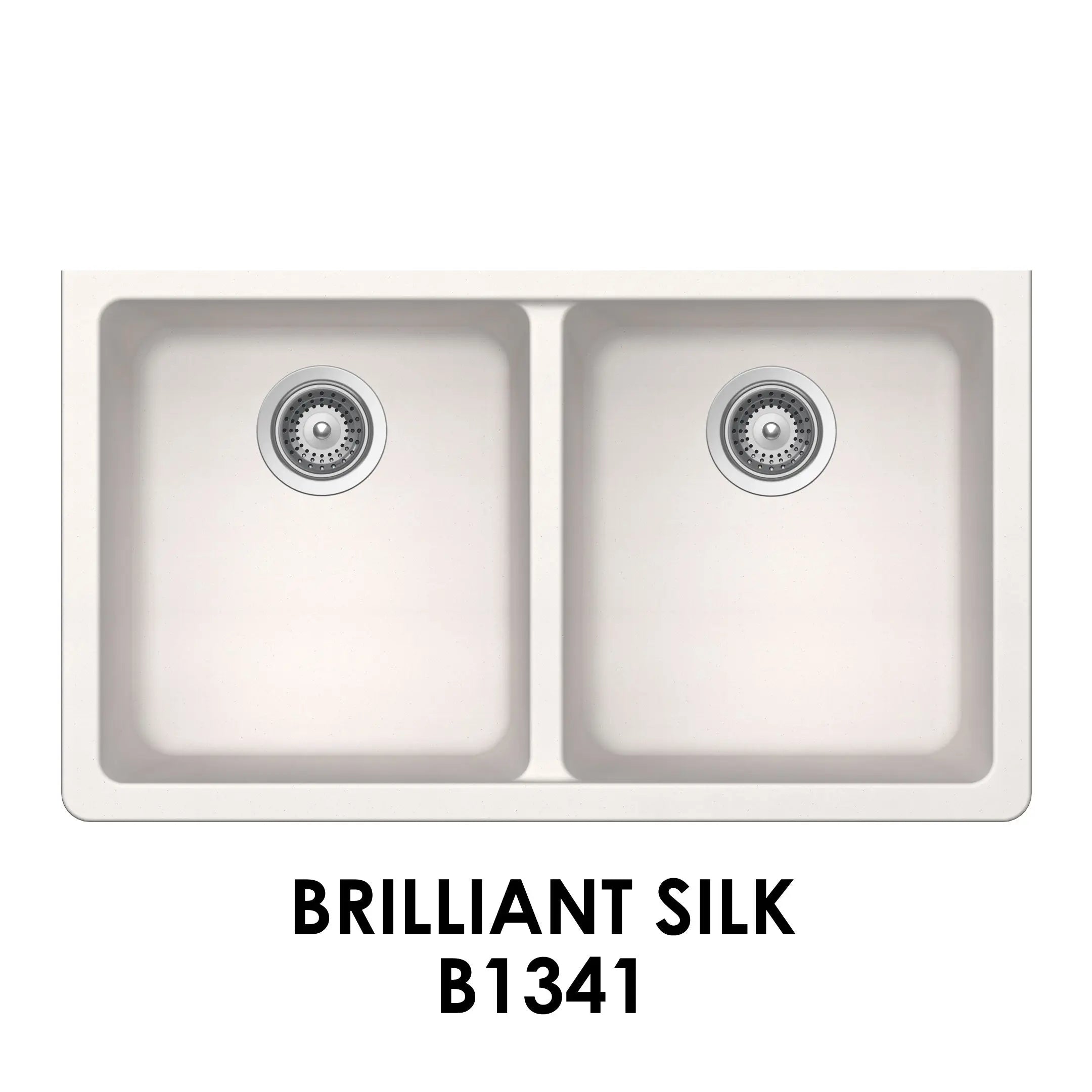 Bristol Sink 32" The Adour Granite Double Undermount Equal Bowl Kitchen Sink Brilliant Silk White B1341