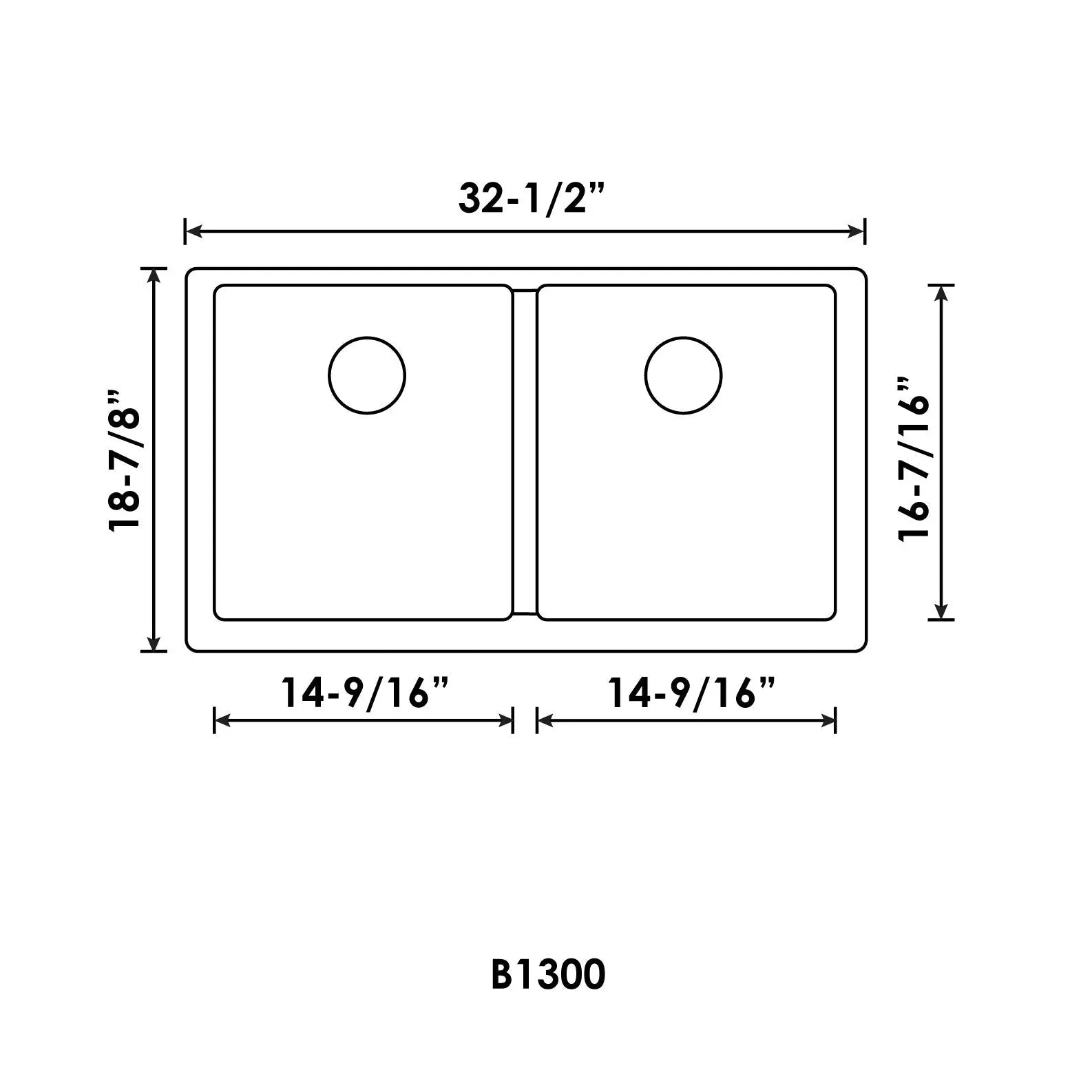Bristol Sink 32" The Adour Granite Double Undermount Equal Bowl Kitchen Sink Sterling Grey B1300