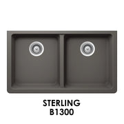 Bristol Sink 32" The Adour Granite Double Undermount Equal Bowl Kitchen Sink Sterling Grey B1300