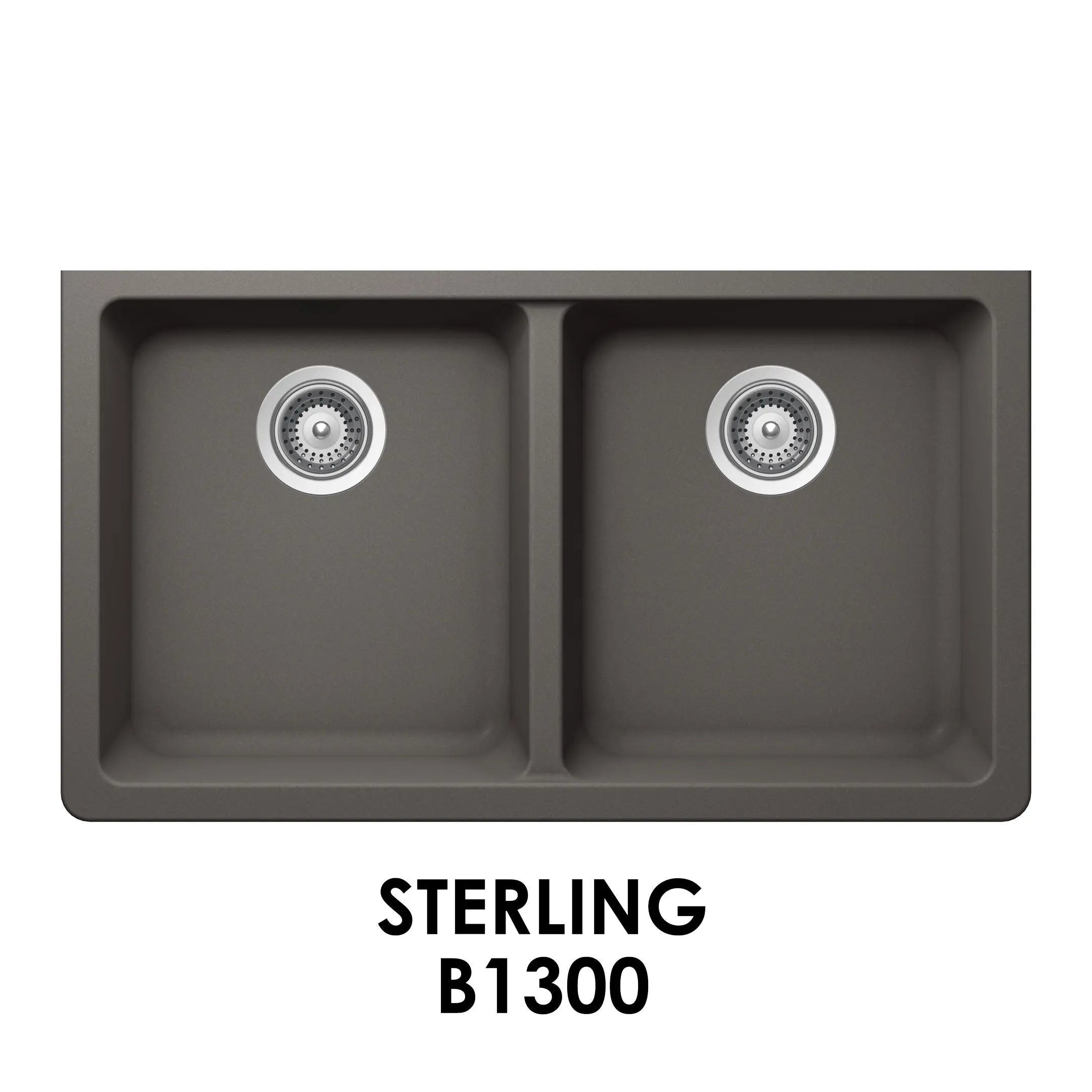 Bristol Sink 32" The Adour Granite Double Undermount Equal Bowl Kitchen Sink Sterling Grey B1300