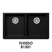 Bristol Sink 32" The Adour Granite Double Undermount Equal Bowl Kitchen Sink Tuxedo Black B1301