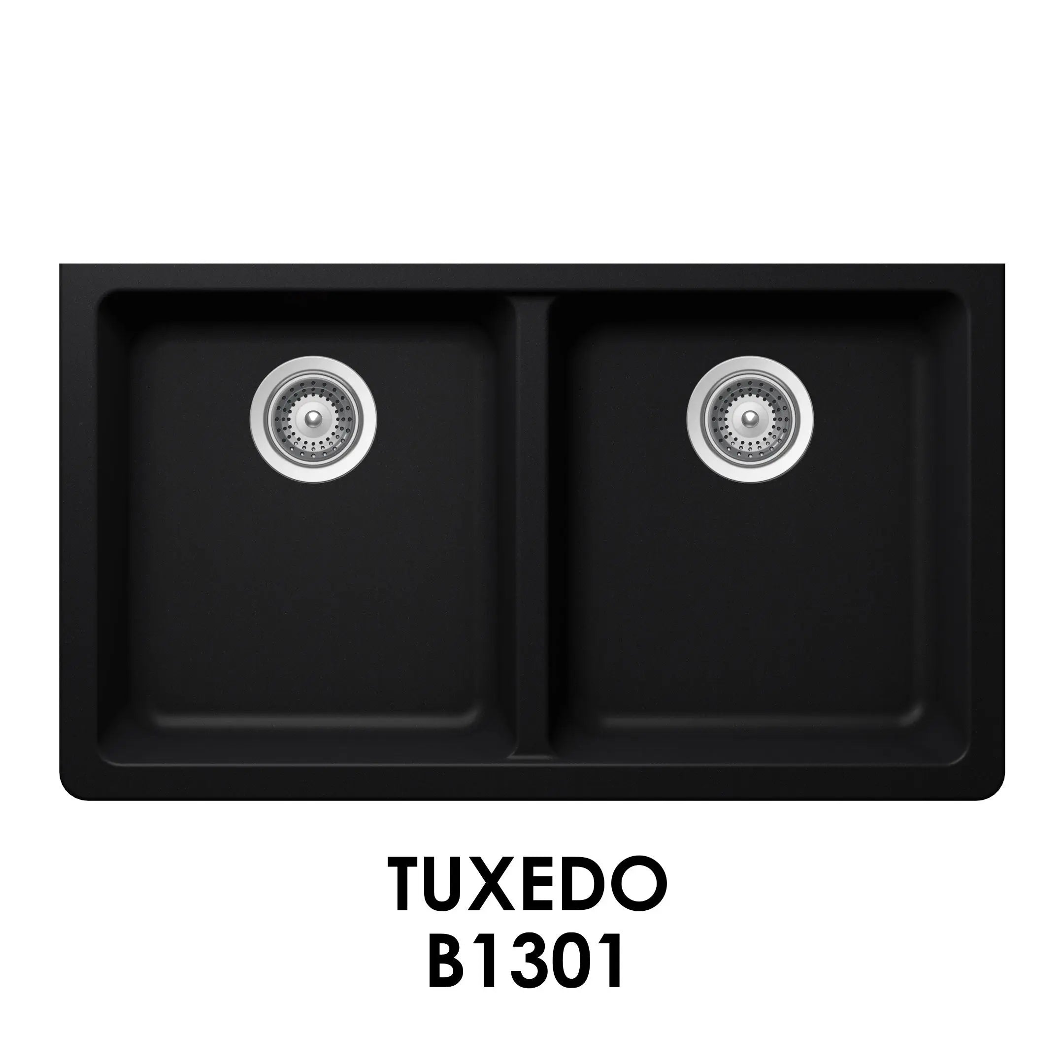 Bristol Sink 32" The Adour Granite Double Undermount Equal Bowl Kitchen Sink Tuxedo Black B1301