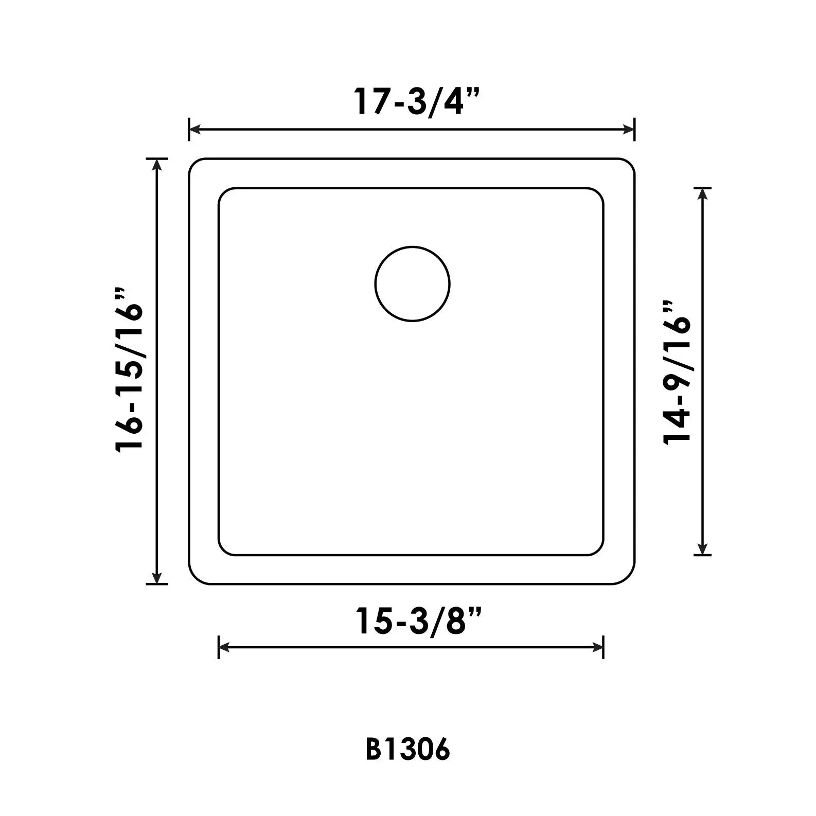 Bristol Sinks 17" The Adour Granite Single Undermount Bowl Bar/Prep/Kitchen Sink Sterling Grey B1308
