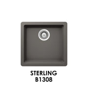 Bristol Sinks 17" The Adour Granite Single Undermount Bowl Bar/Prep/Kitchen Sink Sterling Grey B1308