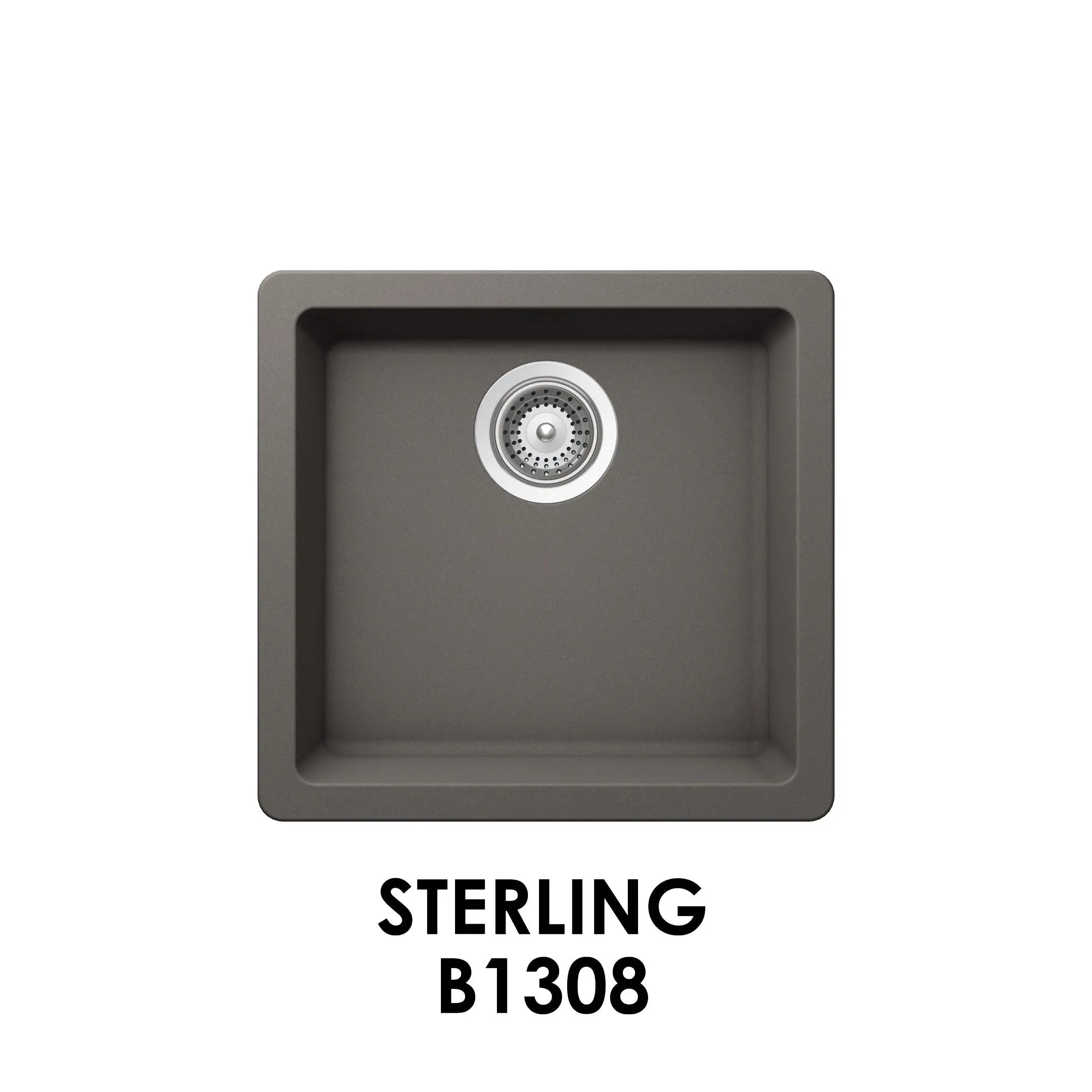 Bristol Sinks 17" The Adour Granite Single Undermount Bowl Bar/Prep/Kitchen Sink Sterling Grey B1308