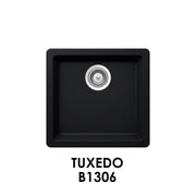 Bristol Sinks 17" The Adour Granite Single Undermount Bowl Bar/Prep/Kitchen Sink Tuxedo Black B1306