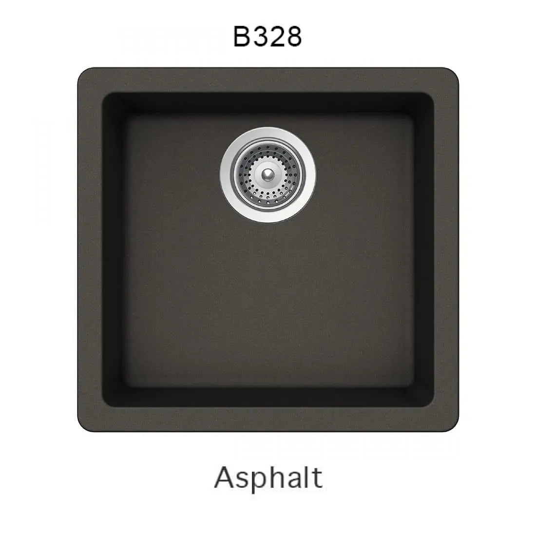 Bristol Sinks 17" Virtuo Granite Single Undermount Bowl Bar/Prep/Kitchen Sink Asphalt Grey B328