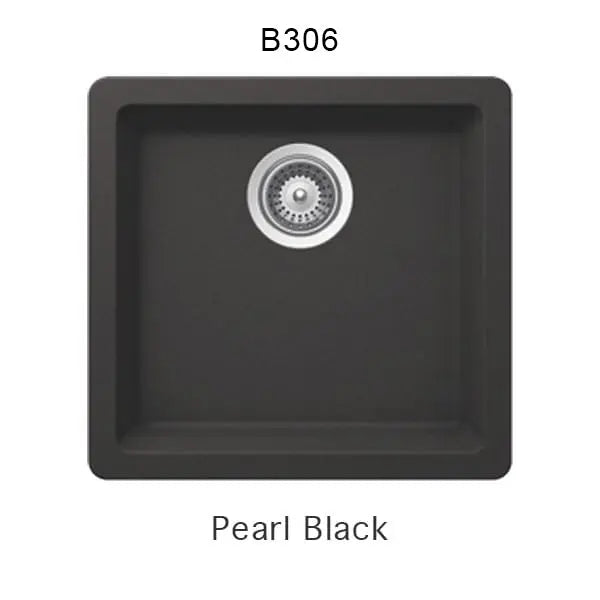 Bristol Sinks 17" Virtuo Granite Single Undermount Bowl Bar/Prep/Kitchen Sink Pearl Black B306