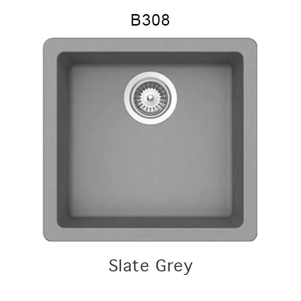 Bristol Sinks 17" Virtuo Granite Single Undermount Bowl Bar/Prep/Kitchen Sink Slate Grey B308