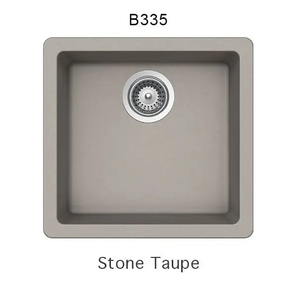 Bristol Sinks 17" Virtuo Granite Single Undermount Bowl Bar/Prep/Kitchen Sink Stone Taupe B335