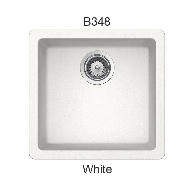 Bristol Sinks 17" Virtuo Granite Single Undermount Bowl Bar/Prep/Kitchen Sink Ultra White B348