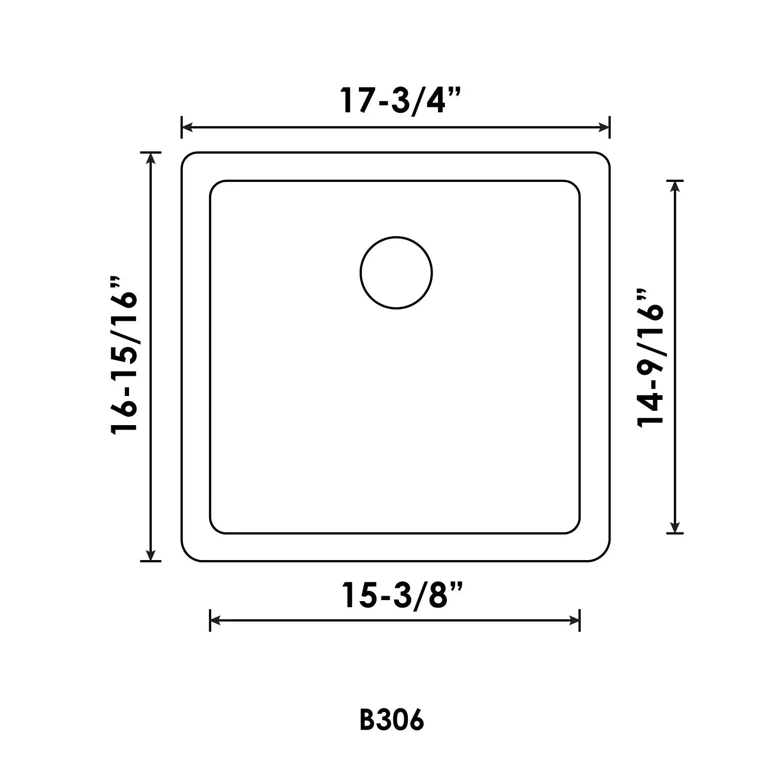 Bristol Sinks 17" Virtuo Granite Single Undermount Bowl Bar/Prep/Kitchen Sink Asphalt Grey B328