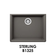 Bristol Sinks 23" The Adour Granite Single Undermount Bowl Kitchen Sink Sterling Grey B1325