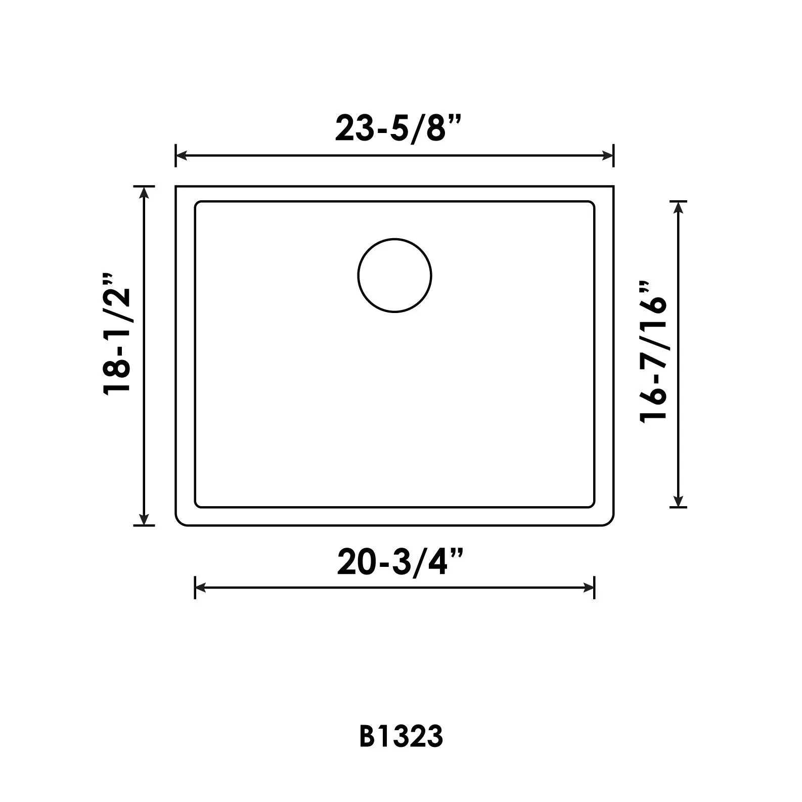 Bristol Sinks 23" The Adour Granite Single Undermount Bowl Kitchen Sink Sterling Grey B1325