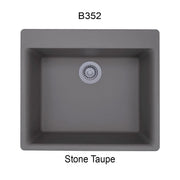 Bristol Sinks 23" Virtuo Granite Single Topmount Bowl Kitchen Sink Stone Taupe B352