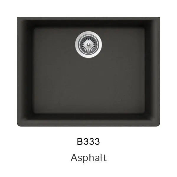 Bristol Sinks 23" Virtuo Granite Single Undermount Bowl Kitchen Sink Asphalt Grey B333