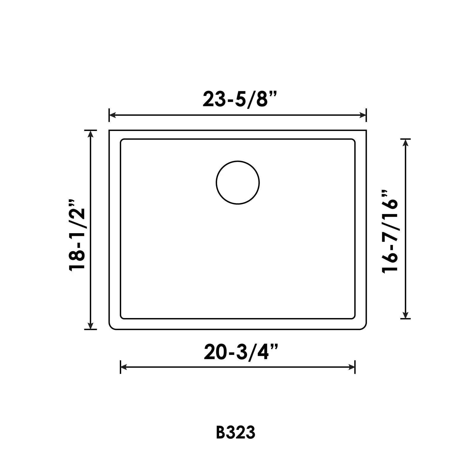 Bristol Sinks 23" Virtuo Granite Single Undermount Bowl Kitchen Sink Asphalt Grey B333