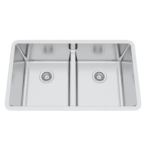 Bristol Sinks 31" B1816 Low Divide Undermount Stainless Steel Kitchen Sink 20 mm Corners