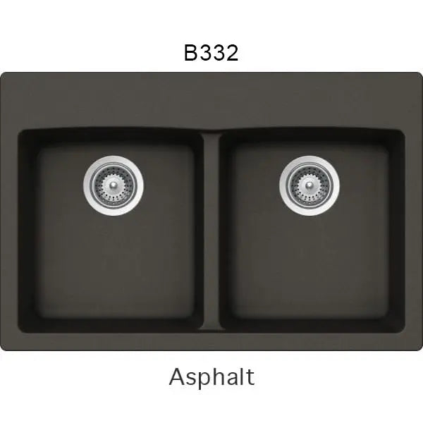 Bristol Sinks 31" Virtuo Granite Double Topmount Equal Bowl Kitchen Sink Asphalt Grey B332