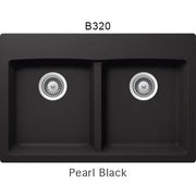 Bristol Sinks 31" Virtuo Granite Double Topmount Equal Bowl Kitchen Sink Pearl Black B320