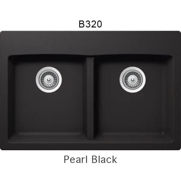 Bristol Sinks 31" Virtuo Granite Double Topmount Equal Bowl Kitchen Sink Pearl Black B320