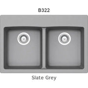 Bristol Sinks 31" Virtuo Granite Double Topmount Equal Bowl Kitchen Sink Slate Grey B322
