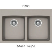Bristol Sinks 31" Virtuo Granite Double Topmount Equal Bowl Kitchen Sink Stone Taupe B339