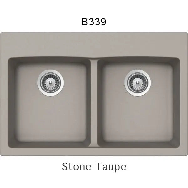 Bristol Sinks 31" Virtuo Granite Double Topmount Equal Bowl Kitchen Sink Stone Taupe B339