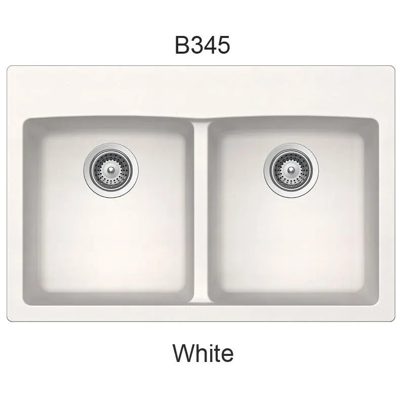 Bristol Sinks 31" Virtuo Granite Double Topmount Equal Bowl Kitchen Sink Ultra White B345