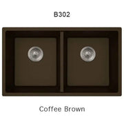 Bristol Sinks 32" Virtuo Granite Double Undermount Equal Bowl Kitchen Sink Coffee Brown B302
